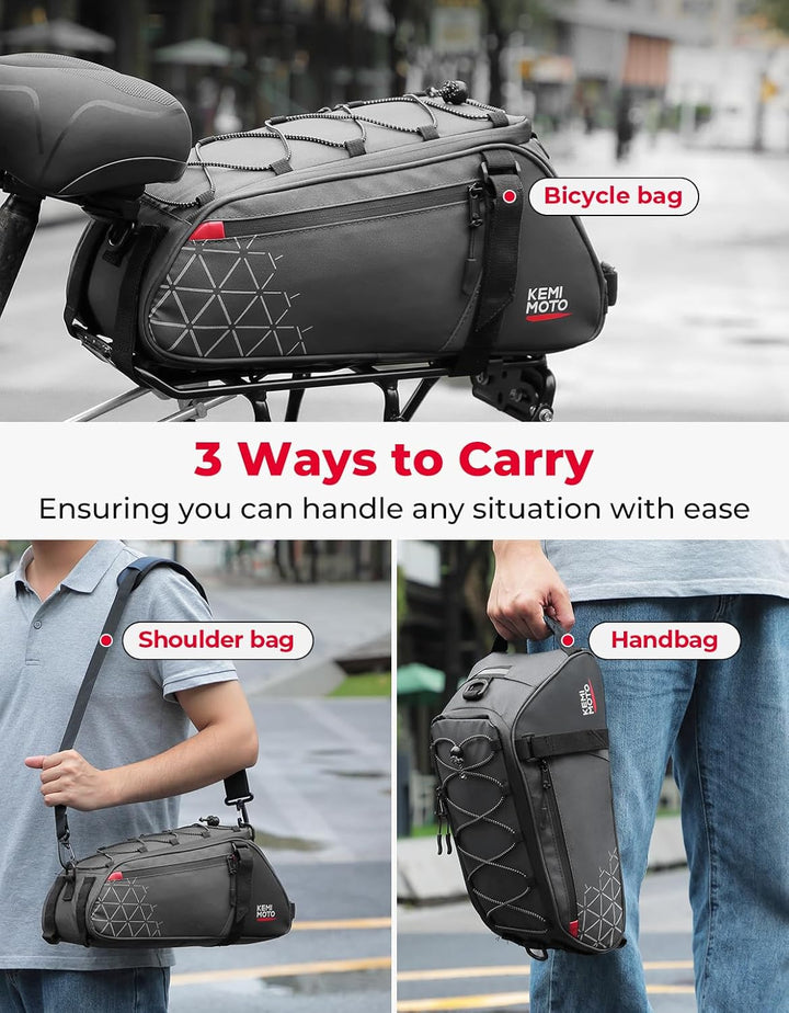 2-in-1 Gepäckträgertasche für Fahrrad hinten 8L