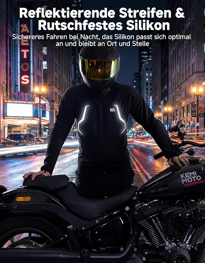KEMIMOTO Motorradjacke Herren Sommer-CE-Protektoren, Atmungsaktiv, Reflektierend