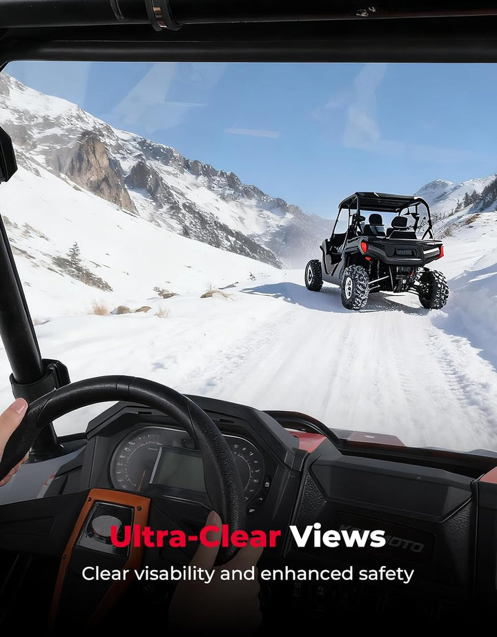 Vollständige Front-Windschutzscheibe mit 4 schwarzen Befestigungsklemmen für Polaris RZR