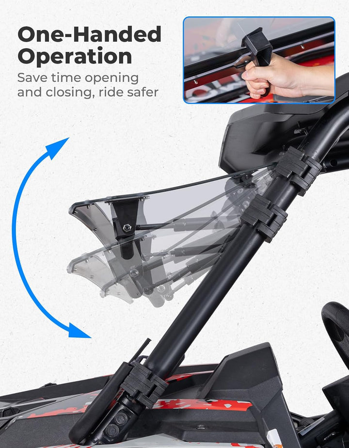 2-in-1 Klappbare Windschutzscheibe kompatibel mit Polaris RZR XP 1000 / Turbo (2019-2023), 2 & 4 Sitzer