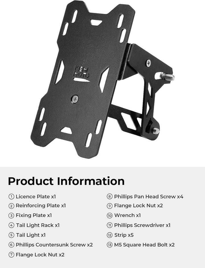 Motorcycle Side License Plate Holder Bracket with LED Light for Sportster S RH1250