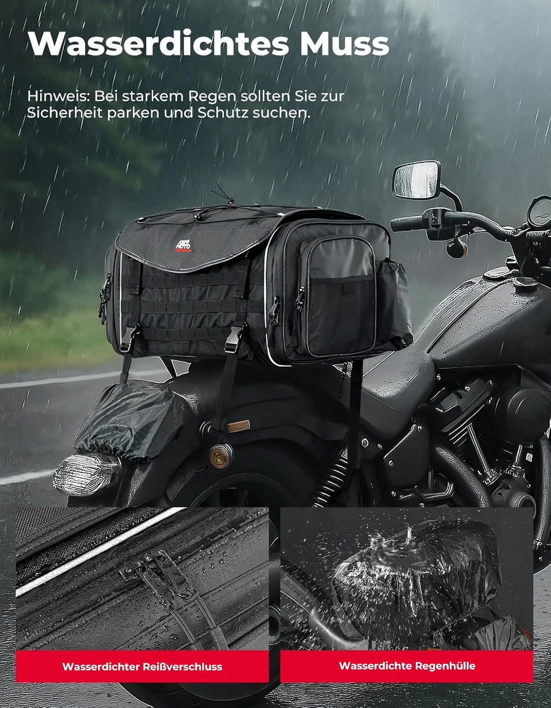Motorrad Hecktasche 45-55L für Sattel & Gepäck