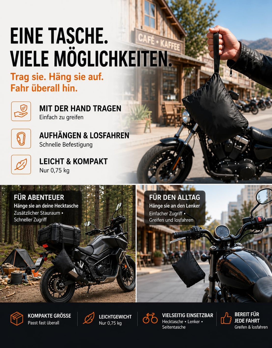 KEMIMOTO Motorrad Abdeckplane 210D Oxford mit Schlossöffnungen