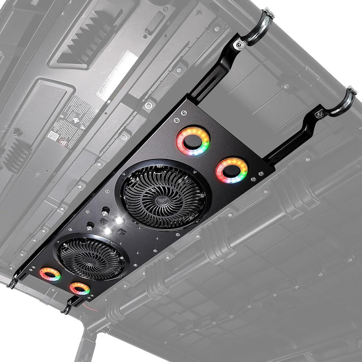 Deckenventilator mit RGB-Beleuchtung für UTVs mit einer Dachbreite von 57–42 Zoll, geeignet für Polaris Ranger, RZR, Can-Am Defender und CFMOTO Uforce