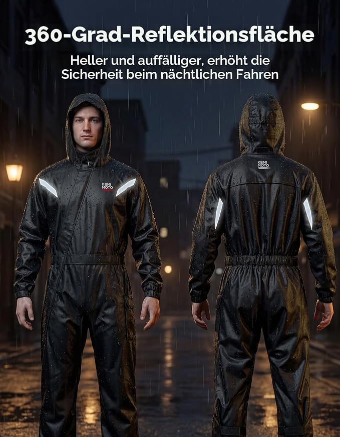Wasserdichter Motorrad-Regenanzug für Herren mit atmungsaktivem Rückenbereich