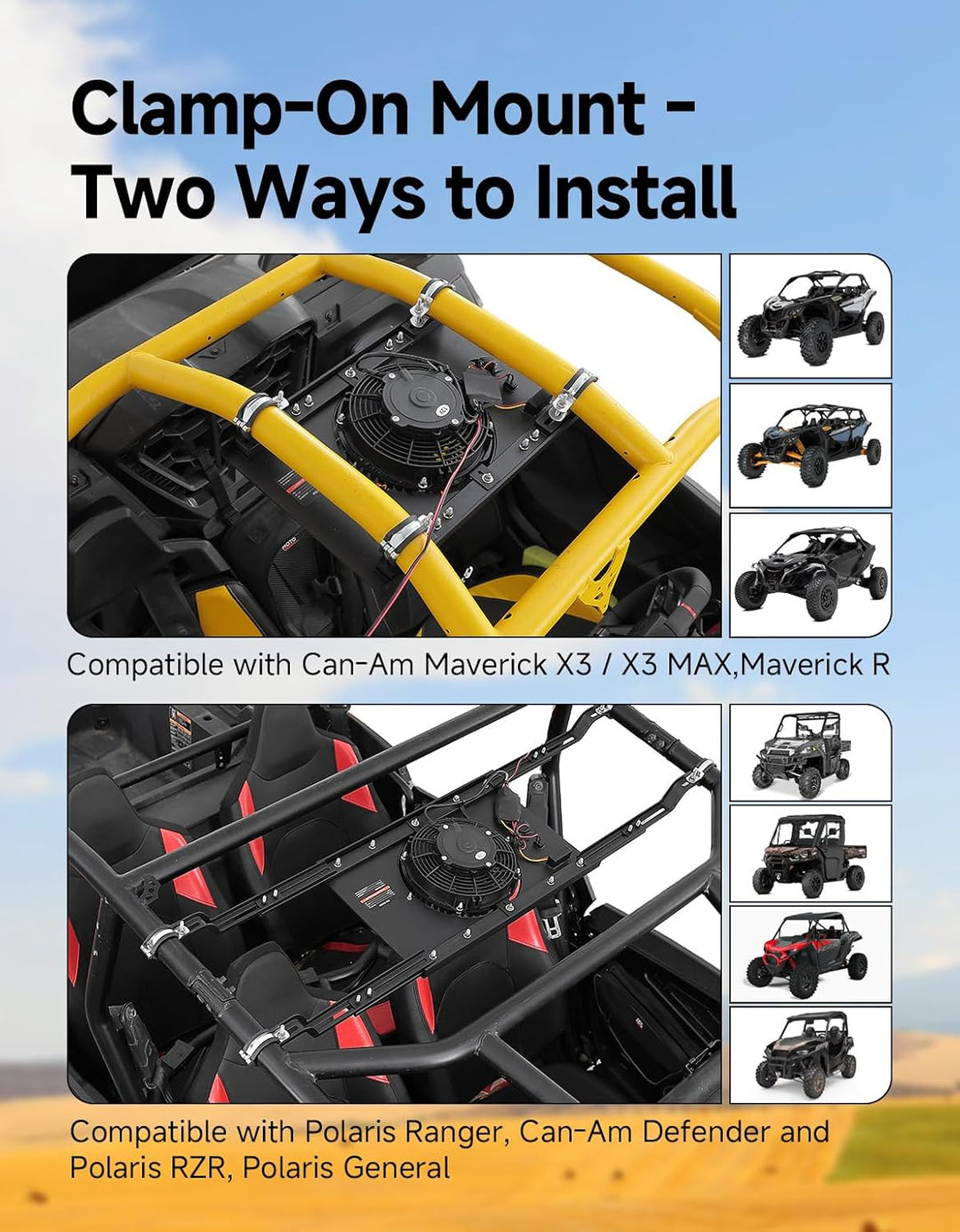 KEMIMOTO 12V UTV Ventilator mit LED-Kabinenlicht und 930 CFM Luftstrom