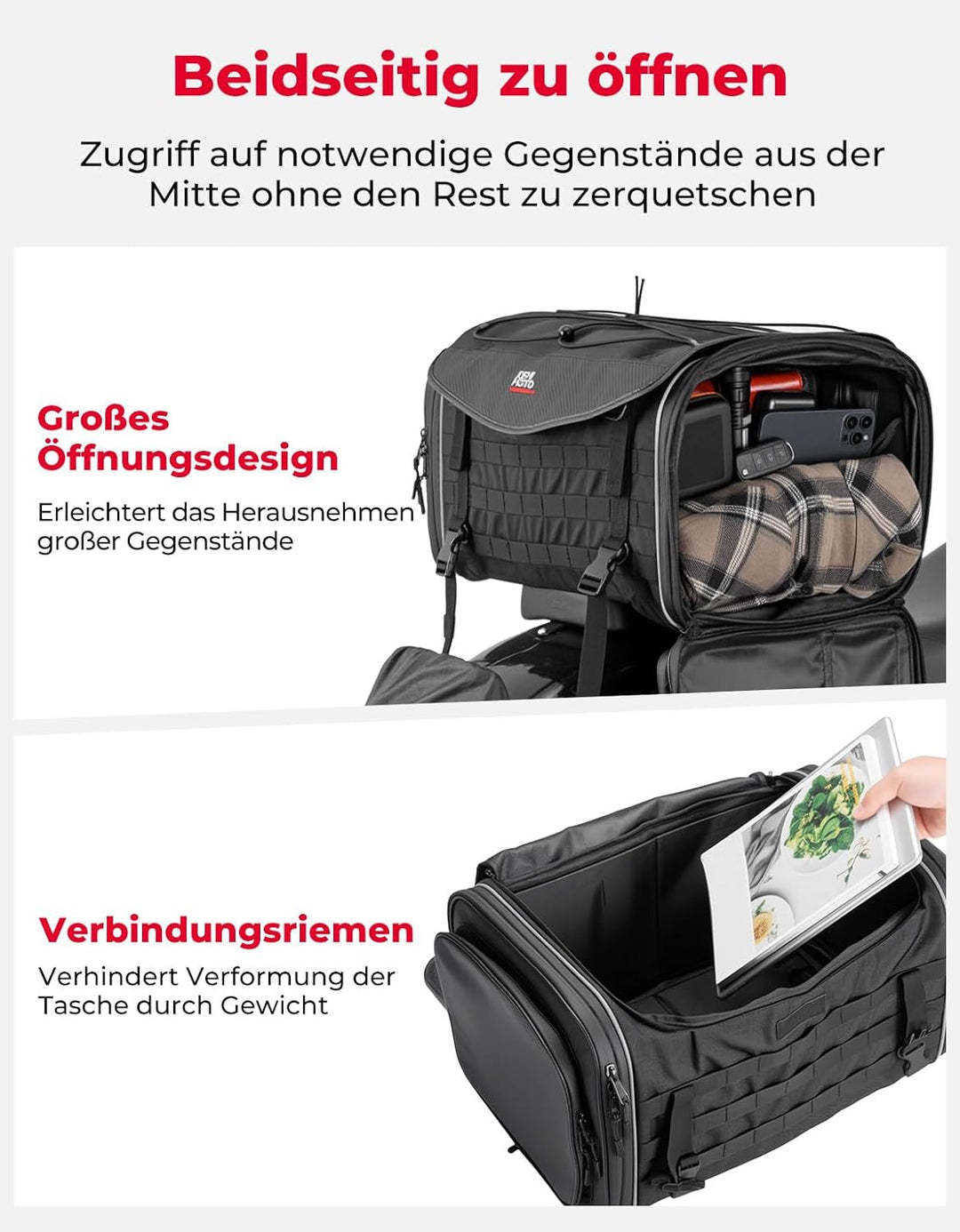 Motorrad Hecktasche 45-55L für Sattel & Gepäck