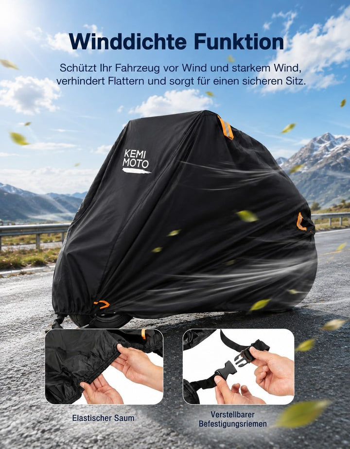 KEMIMOTO Motorrad Abdeckplane 210D Oxford mit Schlossöffnungen