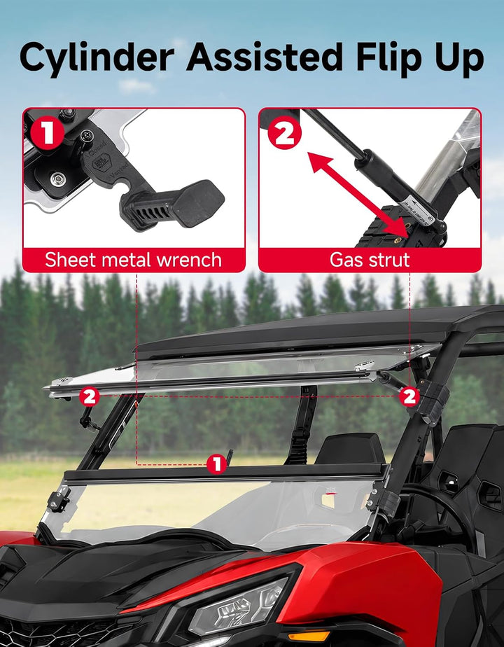 3-in-1-Klappwindschutzscheibe für Can-Am Commander (2011–2020)