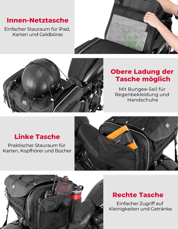 Motorrad Hecktasche 45-55L für Sattel & Gepäck