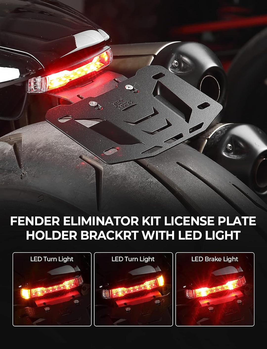Motorcycle License Plate Bracket with LED Signal Light