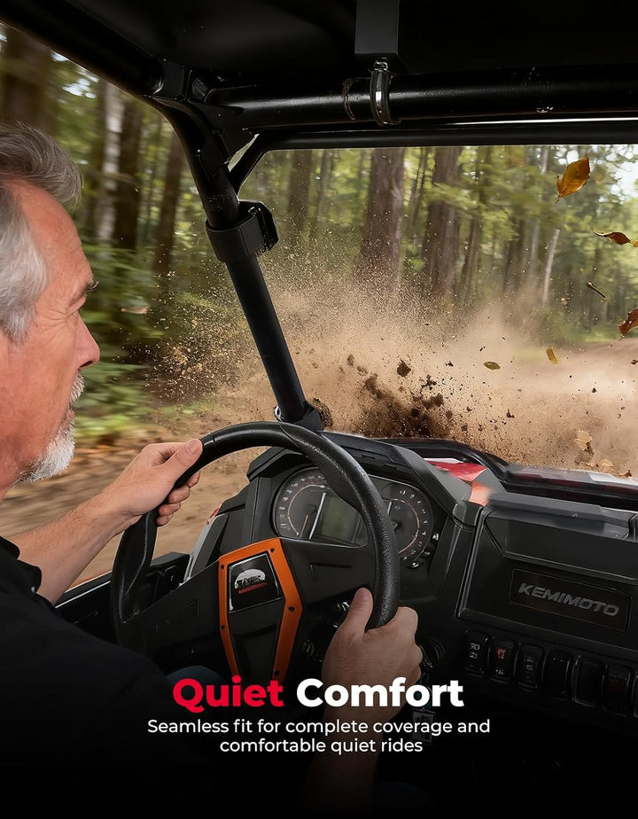 Vollständige Front-Windschutzscheibe mit 4 schwarzen Befestigungsklemmen für Polaris RZR