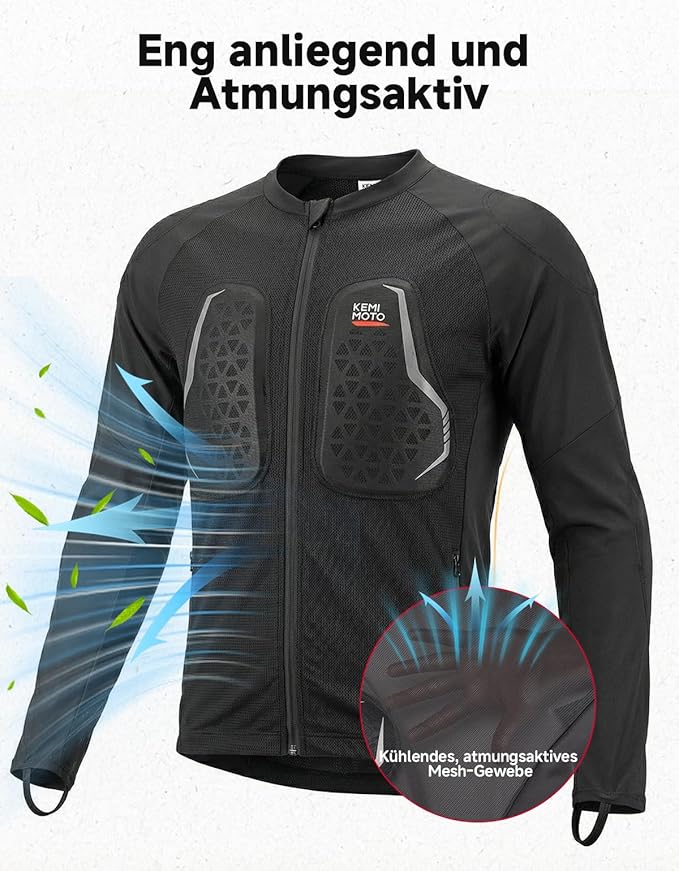 KEMIMOTO Motorradjacke Herren Sommer-CE-Protektoren, Atmungsaktiv, Reflektierend