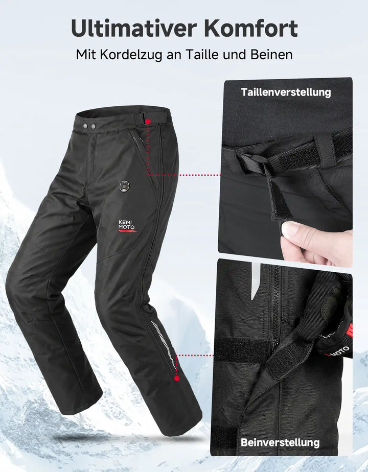Beheizbare Motorradhose mit CE-Schutz & SBS-Seitenzippern