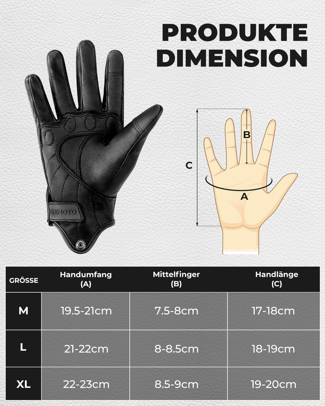 Leder Motorradhandschuhe mit Touchscreen & Knöchelprotektor