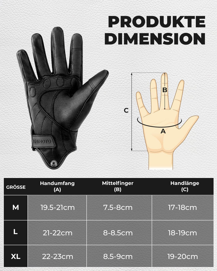 Leder Motorradhandschuhe mit Touchscreen & Knöchelprotektor