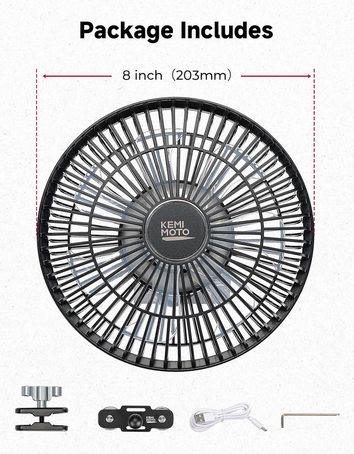 KEMIMOTO 8-Zoll Magnetischer Akku Ventilator für lokale Abkühlung