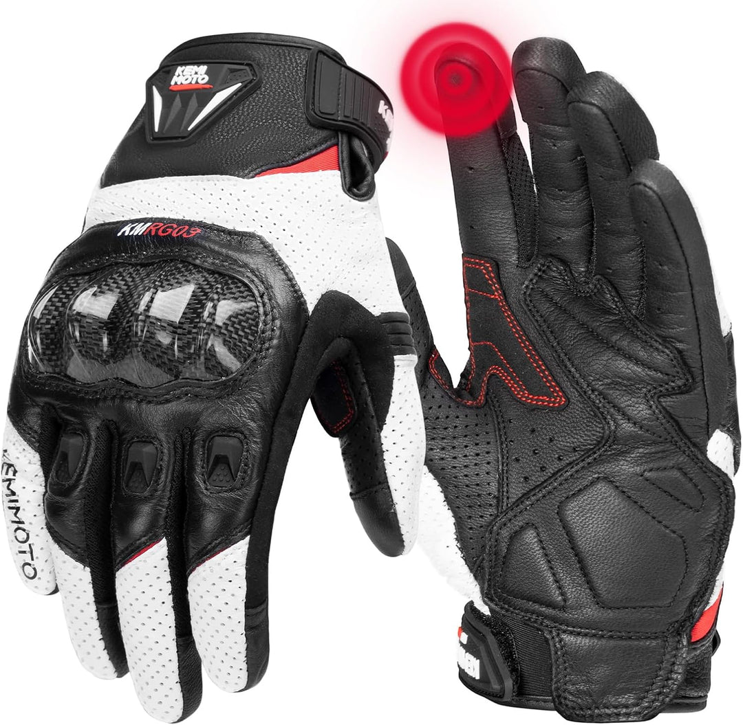 Leder Motorradhandschuhe mit Touchscreen für Herren