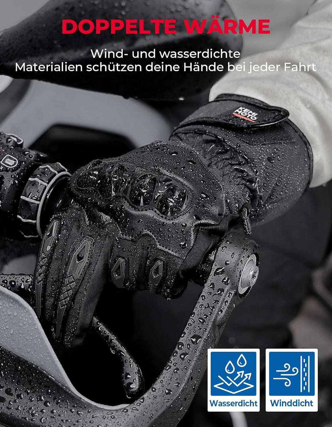 Winter Motorradhandschuhe mit Touchscreen & Windschutz