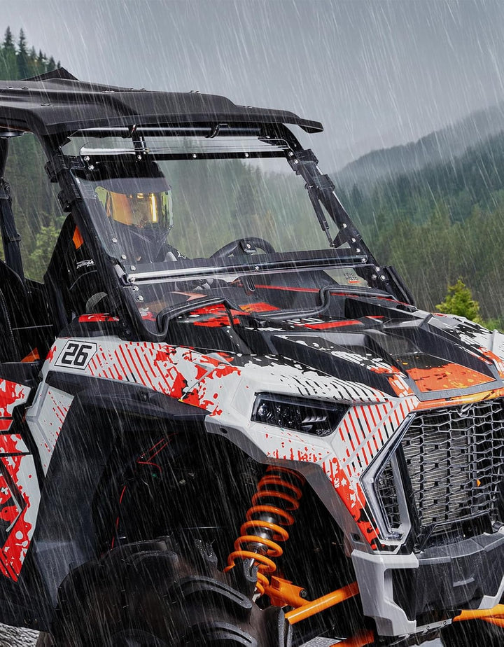 2-in-1 Klappbare Windschutzscheibe kompatibel mit Polaris RZR XP 1000 / Turbo (2019-2023), 2 & 4 Sitzer