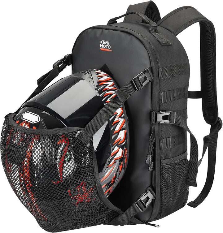 20L Motorcycle Helmet Backpack with Hidden Helmet Net