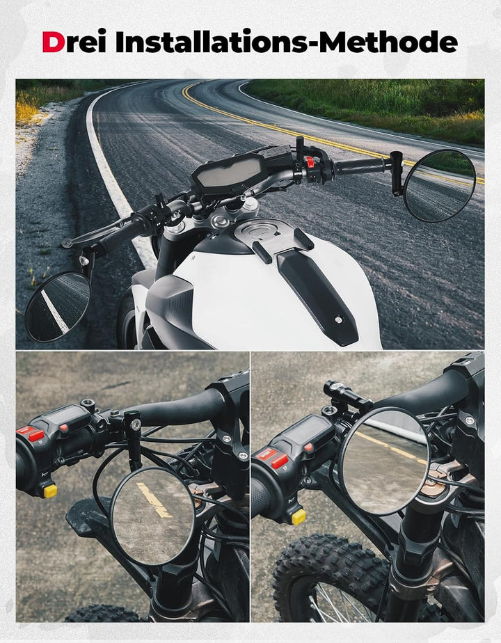 Lenkerendenspiegel für Motorräder und Roller (2 Stück)