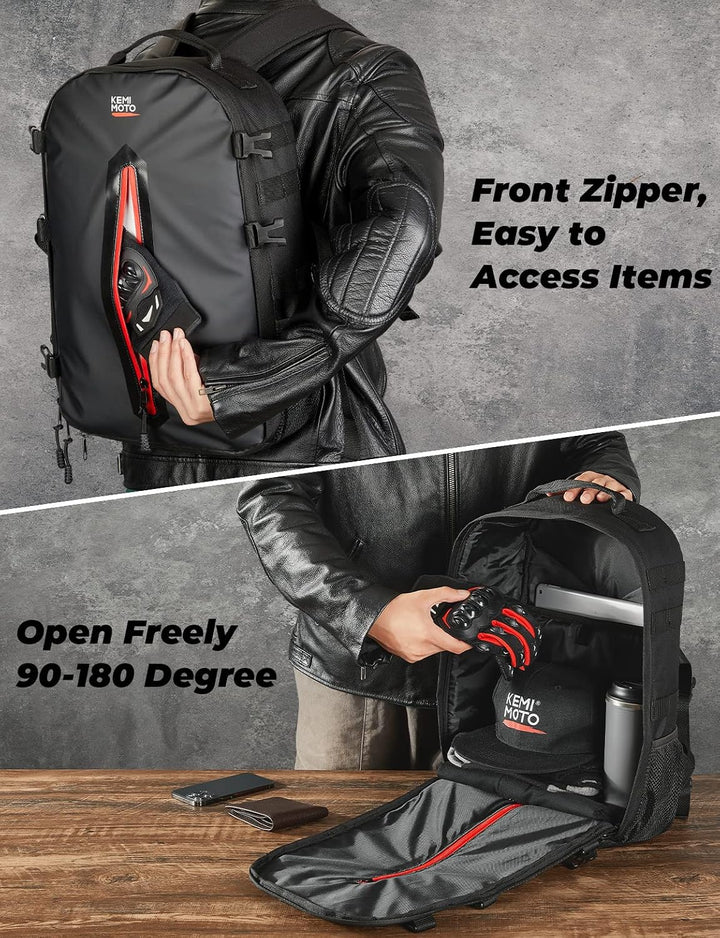 20L Motorcycle Helmet Backpack with Hidden Helmet Net