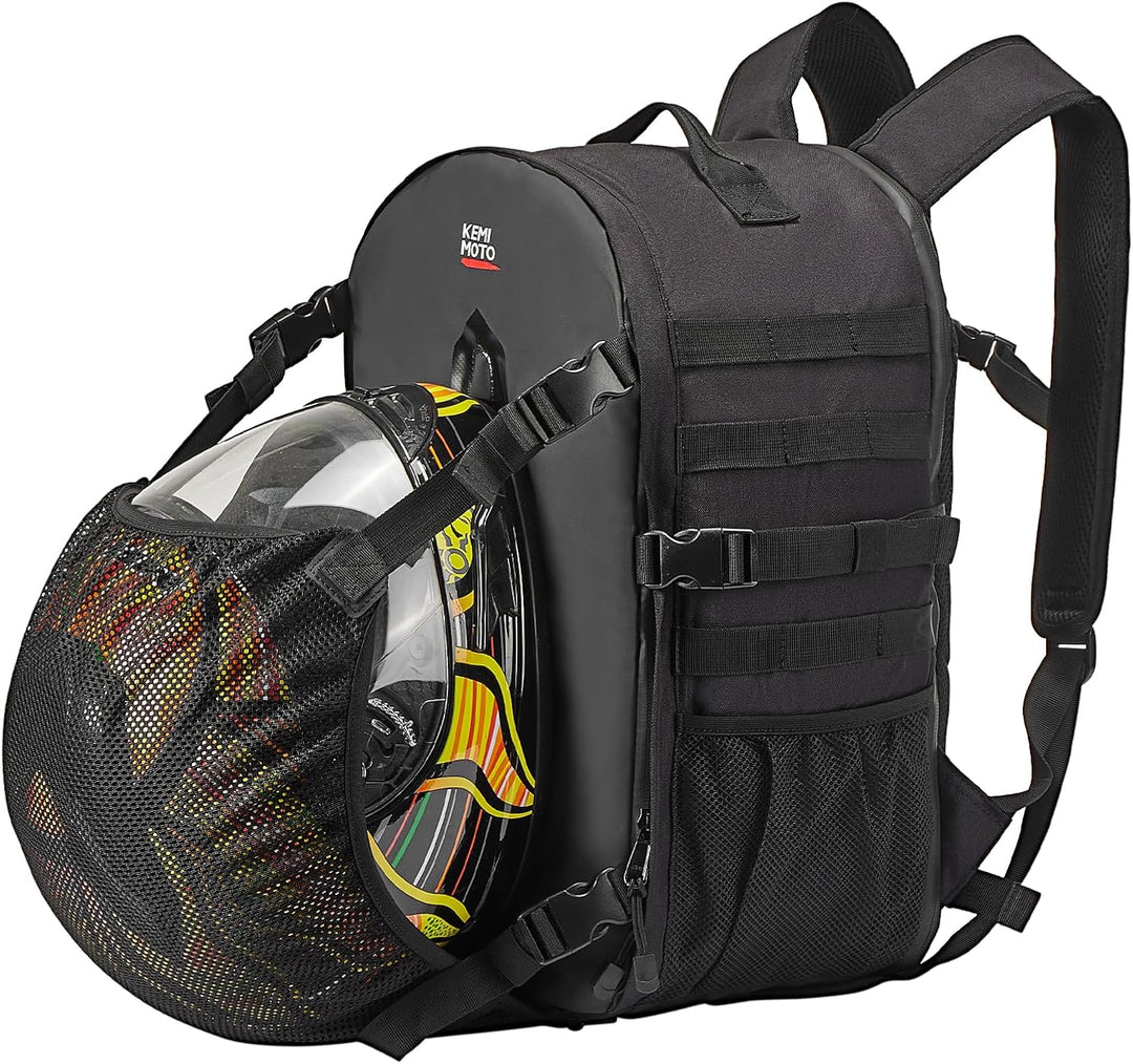Motorradhelm Rucksack 35L mit verstecktem Helmnetz