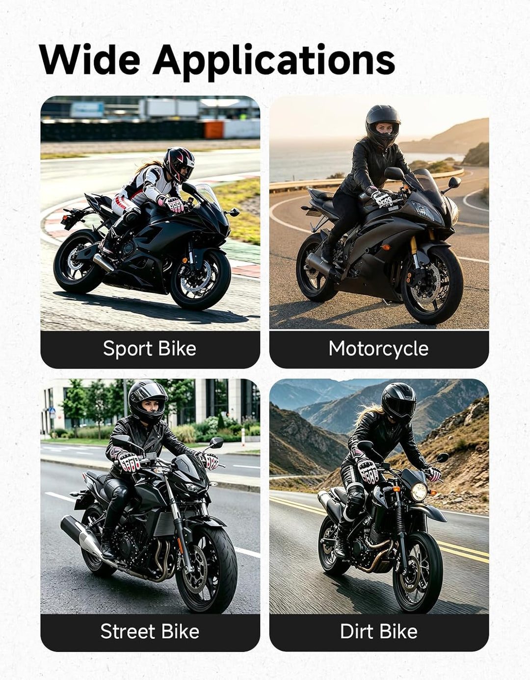 KEMIMOTO Motorradhandschuhe Leder Damen mit Carbon-Knöchelschutz, Touchscreen & schmaler Passform