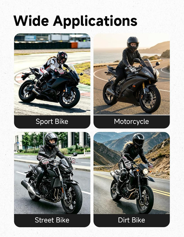 KEMIMOTO Motorradhandschuhe Leder Damen mit Carbon-Knöchelschutz, Touchscreen & schmaler Passform