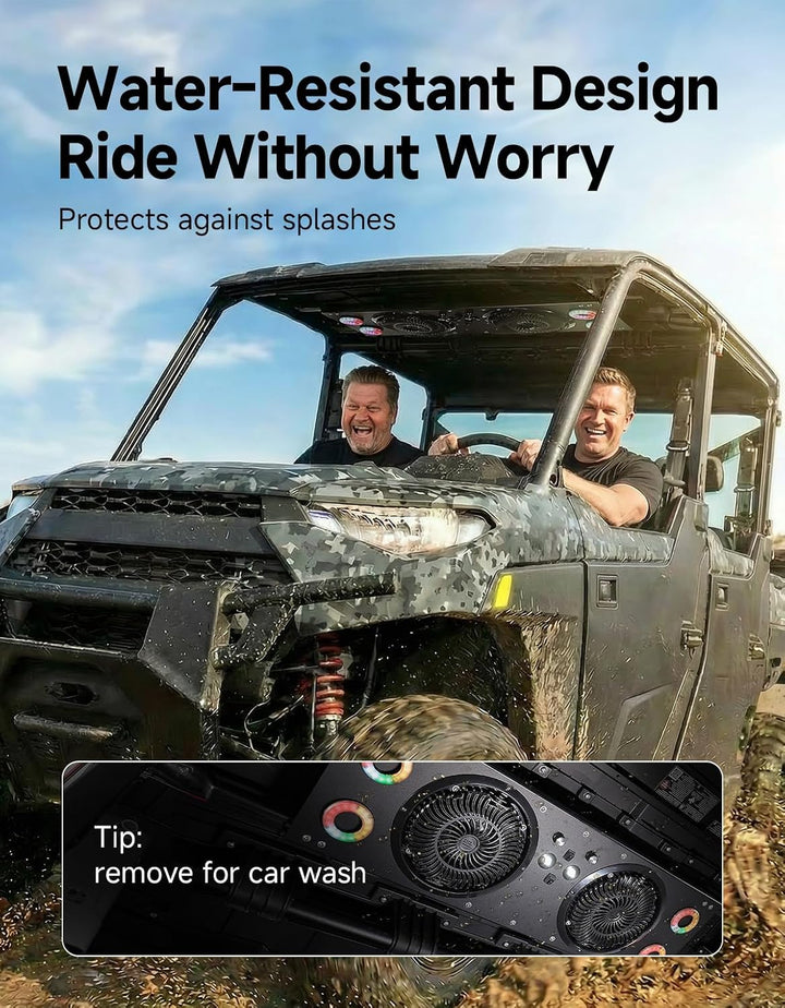Deckenventilator mit RGB-Beleuchtung für UTVs mit einer Dachbreite von 57–42 Zoll, geeignet für Polaris Ranger, RZR, Can-Am Defender und CFMOTO Uforce