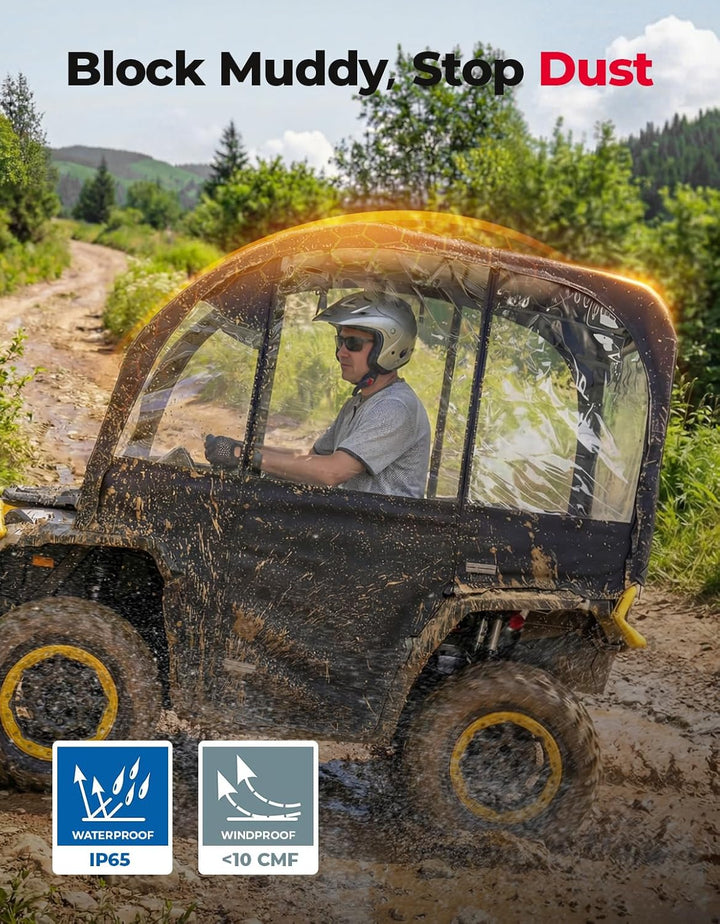 KEMIMOTO Extra Große ATV Kabineneinhausung - 3-in-1 Verstellbares Allwetter-Verdeck mit Voller Sicht