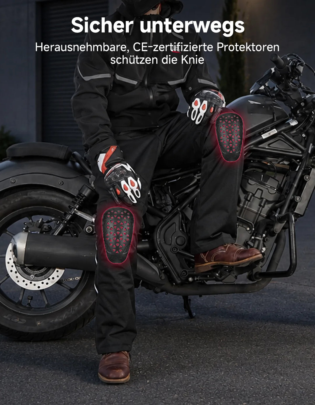 Beheizbare Motorradhose mit CE-Schutz & SBS-Seitenzippern