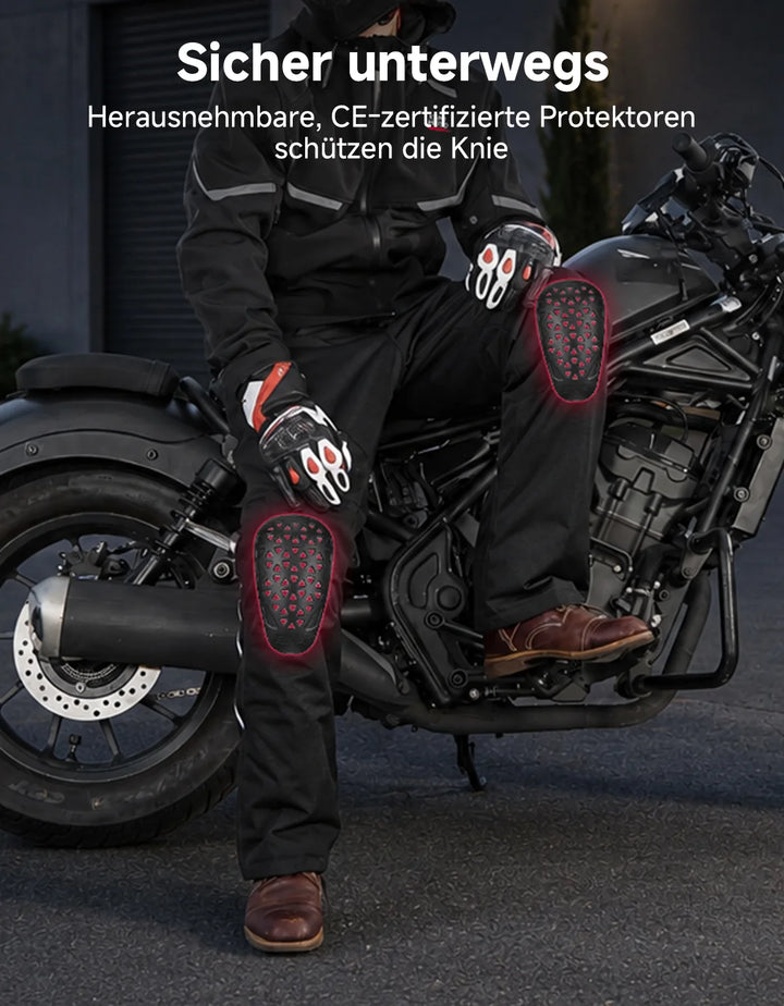 Beheizbare Motorradhose mit CE-Schutz & SBS-Seitenzippern