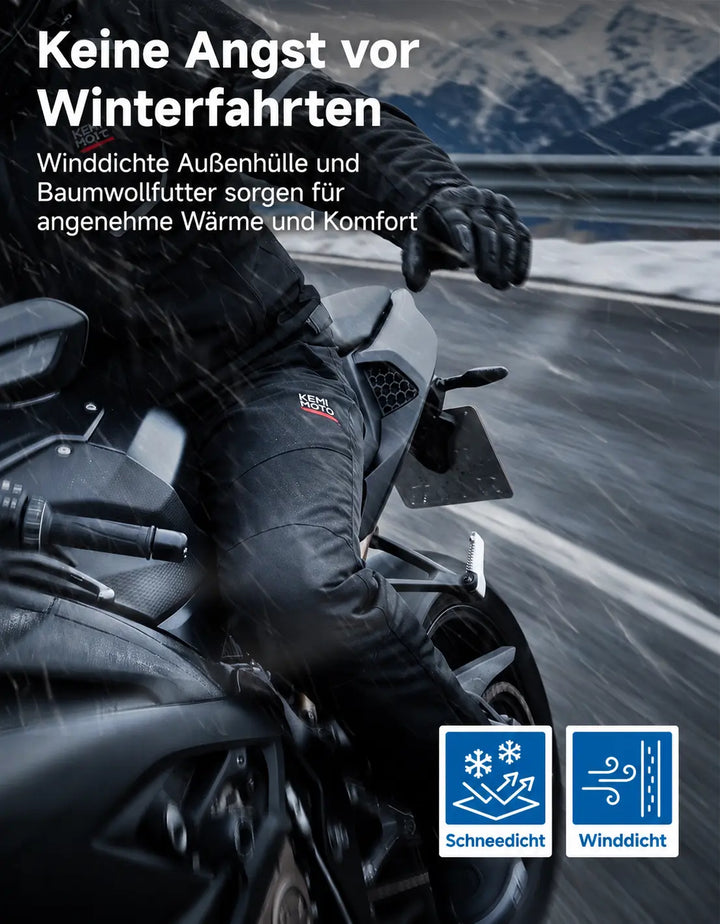 Winter-Motorradhose mit CE-Schutz und Doppelreißverschluss
