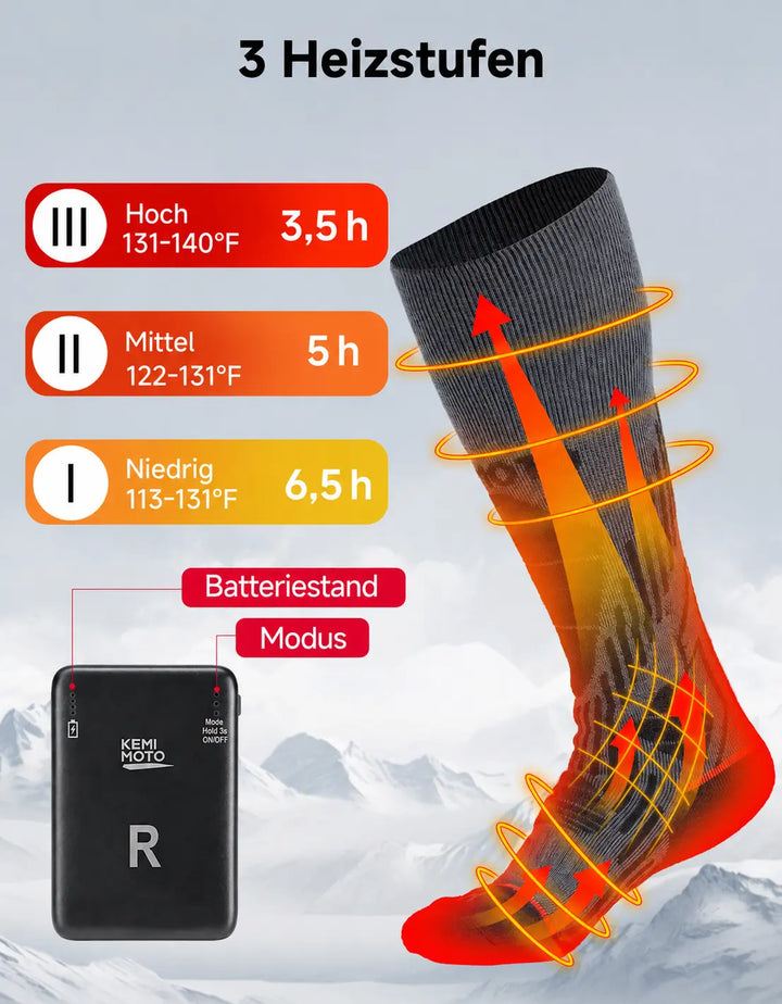 Beheizbare Socken für Herren und Damen mit App-Steuerung und 3 Heizstufen