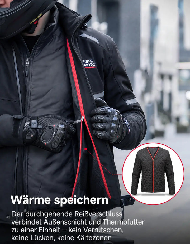 2-in-1 Motorradjacke mit CE-Protektoren und Innenfutter