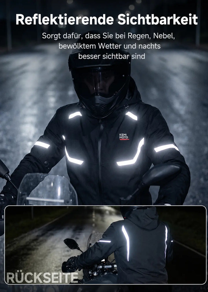 2-in-1 Motorradjacke mit CE-Protektoren und Innenfutter