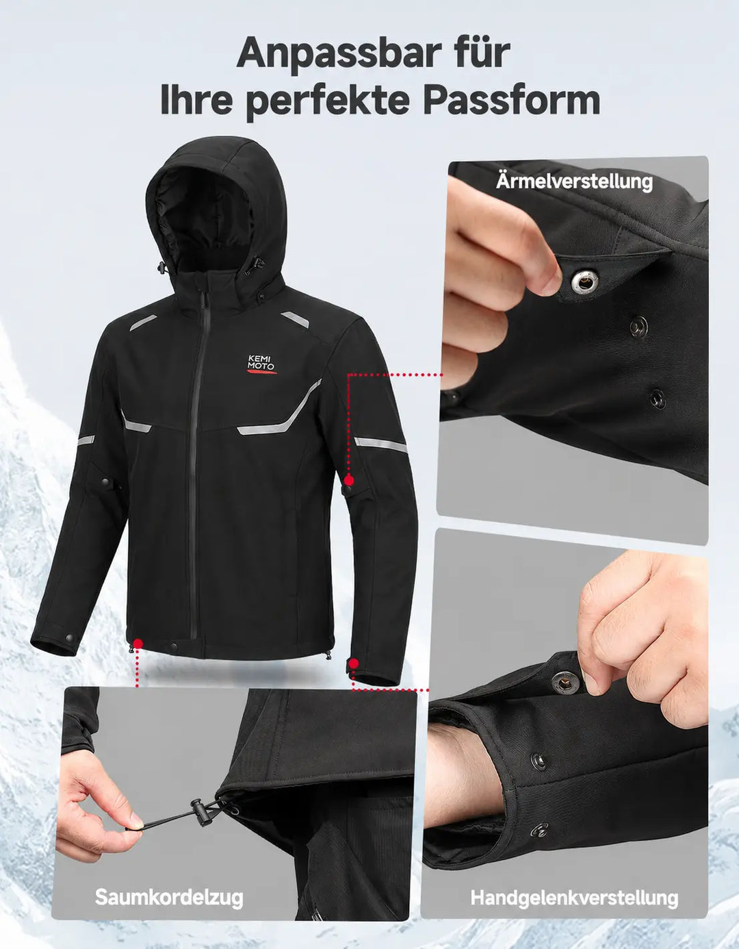 2-in-1 Motorradjacke mit CE-Protektoren und Innenfutter