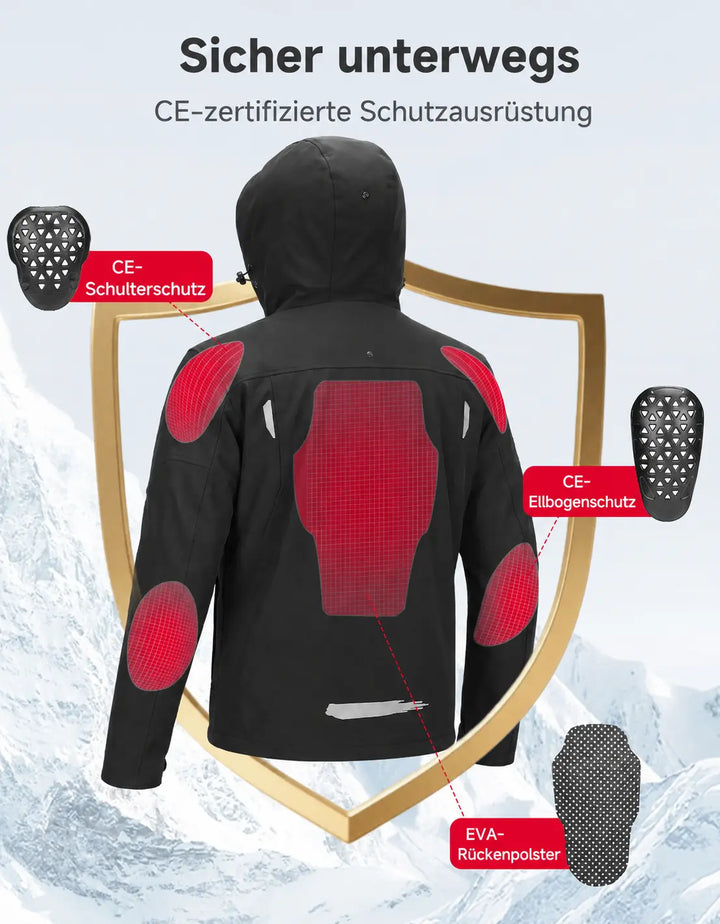 3-in-1 Motorradjacke mit CE-Protektoren und 270 g Innenfutter