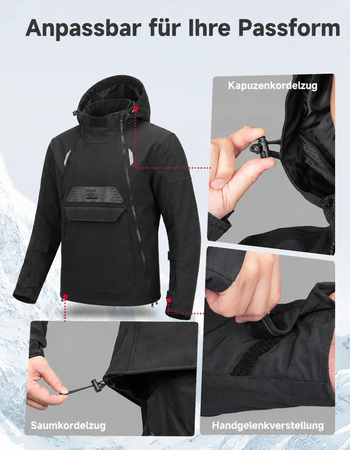 3-in-1 Motorradjacke mit CE-Protektoren und 270 g Innenfutter