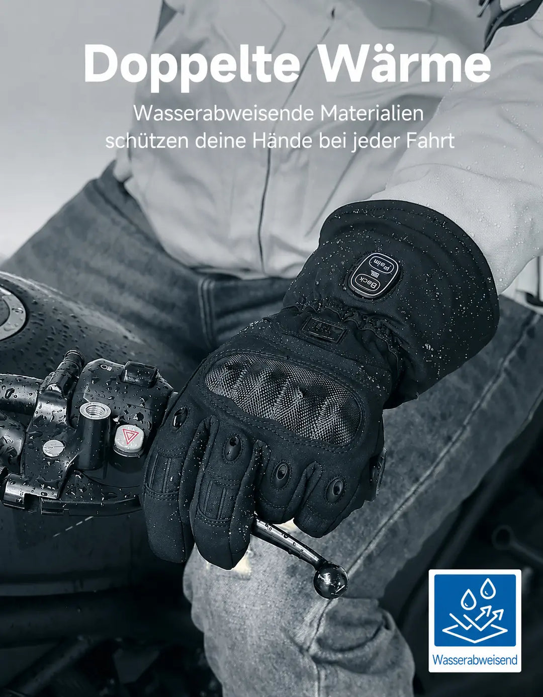 Beheizbare Motorradhandschuhe mit Dual-Zonen-Heizung & Akku