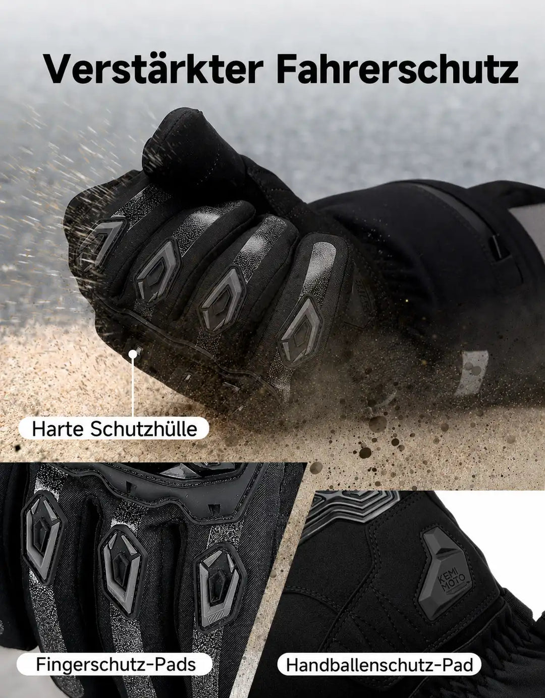 Beheizbare Motorradhandschuhe mit Hybrid-Strom & Magnetanschluss