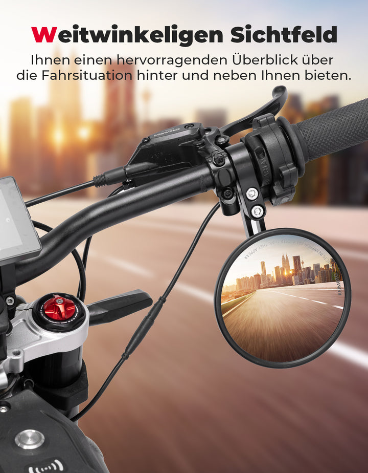 Motorrad-Rückspiegel, CNC-gefräste Aluminiumstange für 22 mm oder 25.4 mm