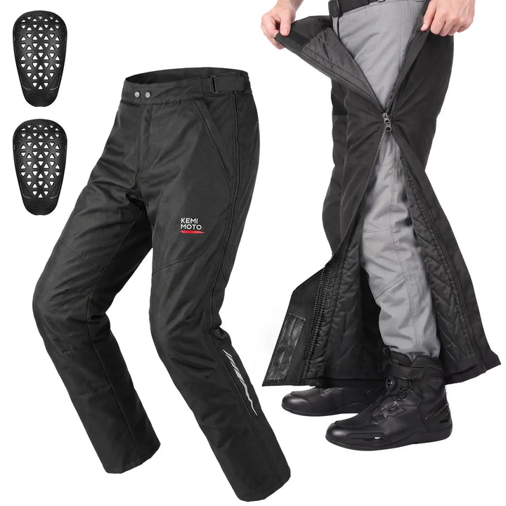 Winter-Motorradhose mit CE-Schutz und Doppelreißverschluss