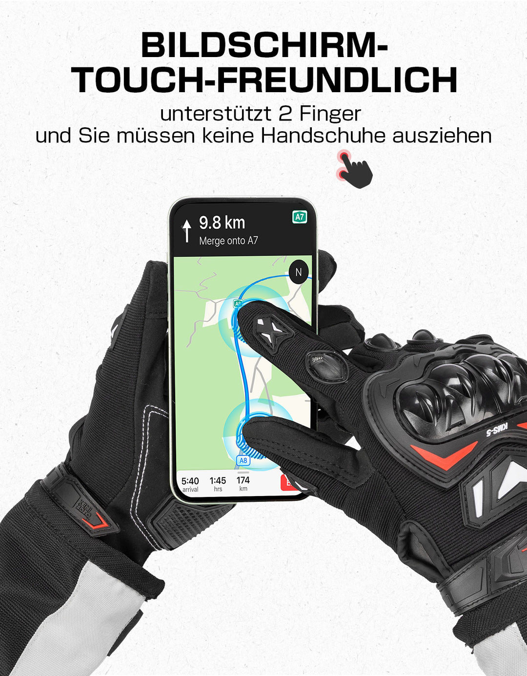 motorrad handschuhe handy bedienen Sport Motorradhandschuhe mit Touchscreen Schutz – DE Kemimoto