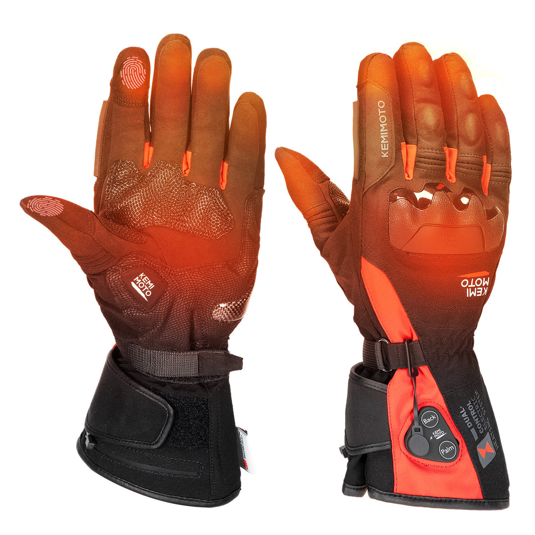 Beheizbare Motorradhandschuhe mit Hybridversorgung, 2 Heizzonen und Touchscreen