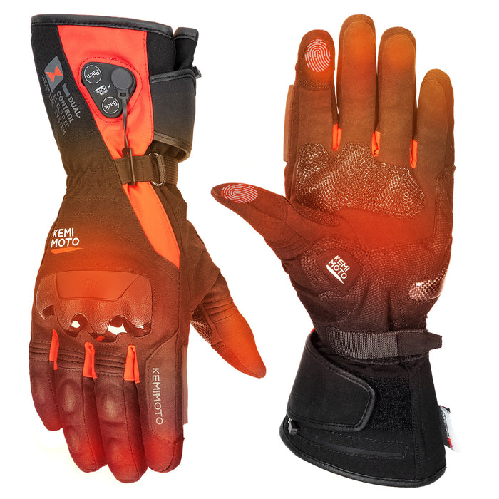Beheizbare Motorradhandschuhe mit Hybridversorgung, 2 Heizzonen und Touchscreen