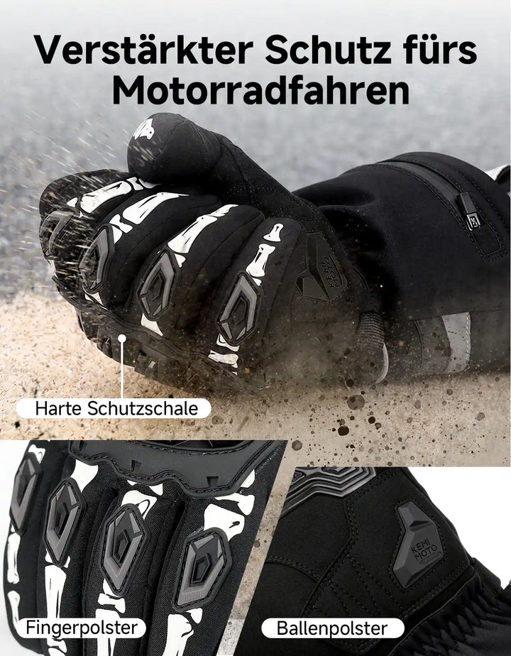 Beheizbare Motorradhandschuhe mit Hybrid-Strom & Magnetanschluss