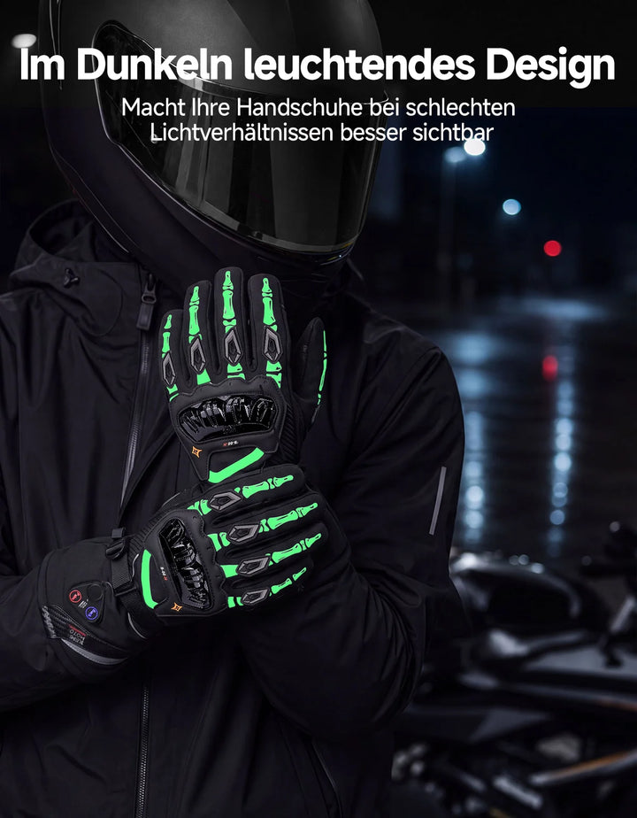 Beheizbare Motorradhandschuhe mit Hybrid-Strom & Magnetanschluss